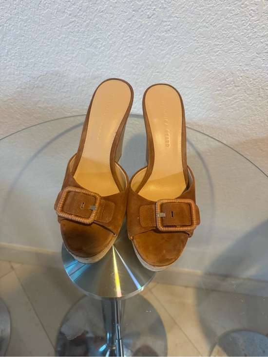 Veronica Beard Shoes - Veronica Beard Tan Suede Buckle Slide Mules